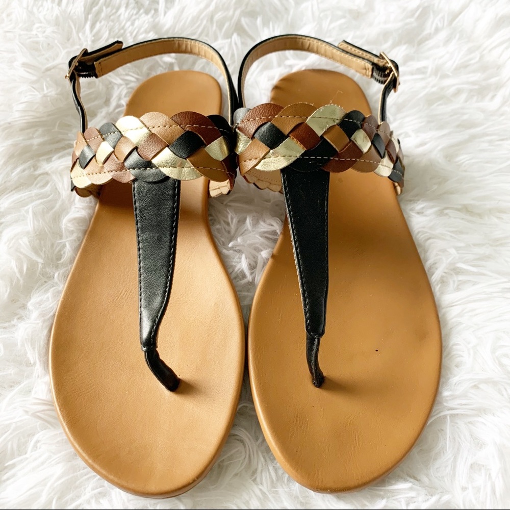 PESARO Braided Faux Leather Thong Sandal Size 8